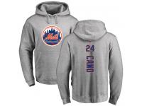 Men #24 Robinson Cano Ash Baseball Backer New York Mets Pullover Hoodie
