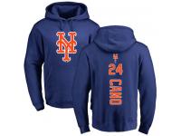 Men #24 Robinson Cano Royal Blue Baseball Backer New York Mets Pullover Hoodie