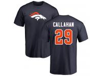 Men #29 Bryce Callahan Navy Blue Football Name & Number Logo Denver Broncos T-Shirt