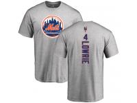 Men #4 Jed Lowrie Ash Baseball - Backer New York Mets T-Shirt