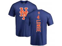 Men #4 Jed Lowrie Royal Blue Baseball - Backer New York Mets T-Shirt