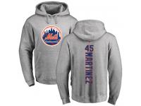 Men #45 Pedro Martinez Ash Baseball - Backer New York Mets Pullover Hoodie