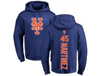 Men #45 Pedro Martinez Royal Blue Baseball - Backer New York Mets Pullover Hoodie