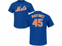 Men #45 Pedro Martinez Royal Blue Baseball - Name & Number New York Mets T-Shirt