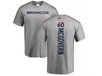 Men #60 Connor McGovern Ash Football Backer Denver Broncos T-Shirt