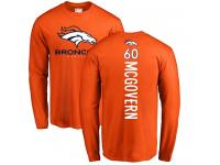 Men #60 Connor McGovern Orange Football Backer Denver Broncos Long Sleeve T-Shirt