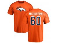 Men #60 Connor McGovern Orange Football Name & Number Logo Denver Broncos T-Shirt