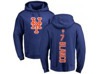 Men #7 Gregor Blanco Royal Blue Baseball - Backer New York Mets Pullover Hoodie