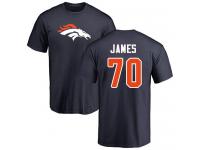 Men #70 Ja'Wuan James Navy Blue Football Name & Number Logo Denver Broncos T-Shirt