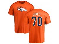 Men #70 Ja'Wuan James Orange Football Name & Number Logo Denver Broncos T-Shirt