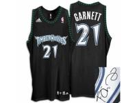 Men Adidas Minnesota Timberwolves #21 Kevin Garnett Authentic Black Augotraphed NBA Jersey