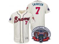 Men Atlanta Braves #7 Dansby Swanson Cream 2017 Flex Base All-Star Game Patch Jersey