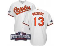 Men Baltimore Orioles Manny Machado #13 White 2016 Postseason Patch Cool Base Jersey