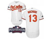 Men Baltimore Orioles Manny Machado #13 White 2016 Postseason Patch Flex Base Jersey