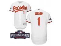 Men Baltimore Orioles Michael Bourn #1 White 2016 Postseason Patch Flex Base Jersey