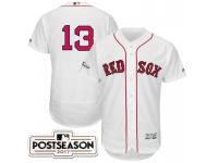 Men Boston Red Sox Hanley Ramirez #13 White 2017 Postseason Patch Flex Base Jersey