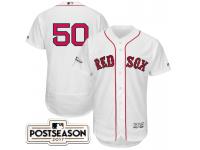 Men Boston Red Sox Mookie Betts #50 White 2017 Postseason Patch Flex Base Jersey