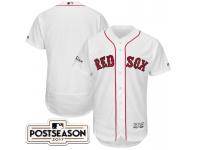 Men Boston Red Sox White 2017 Postseason Patch Flex Base Team Jersey