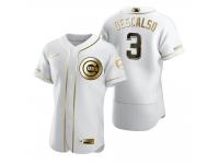 Men Chicago Cubs Daniel Descalso Nike White Golden Edition Jersey