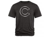 Men Chicago Cubs Fanatics Apparel Platinum Collection Tri-Blend T-Shirt Black