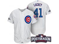 Men Chicago Cubs John Lackey #41 NL Central Champions White 2016 Postseason Patch Flex Base Jersey