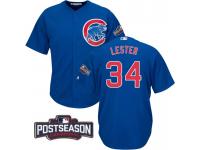 Men Chicago Cubs Jon Lester #34 NL Central Division Champions Royal 2016 Postseason Patch Cool Base Jersey