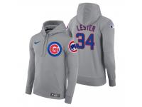 Men Chicago Cubs Jon Lester Nike Gray Road Hoodie