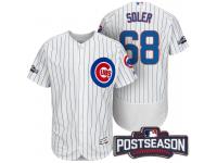 Men Chicago Cubs Jorge Soler #68 NL Central Champions White 2016 Postseason Patch Flex Base Jersey