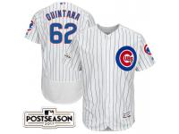 Men Chicago Cubs Jose Quintana #62 White 2017 Postseason Patch Flex Base Jersey