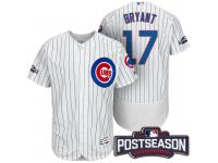 Men Chicago Cubs Kris Bryant #17 NL Central Champions White 2016 Postseason Patch Flex Base Jersey