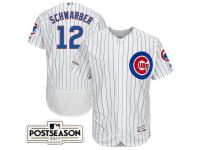 Men Chicago Cubs Kyle Schwarber #12 White 2017 Postseason Patch Flex Base Jersey