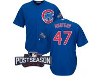 Men Chicago Cubs Miguel Montero #47 Royal 2016 Postseason Patch Cool Base Jersey