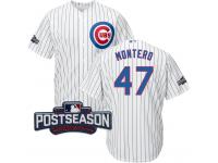 Men Chicago Cubs Miguel Montero #47 White 2016 Postseason Patch Cool Base Jersey