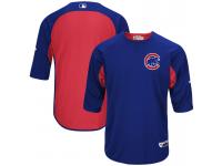 Men Chicago Cubs On-Field 3/4 Sleeve Batting Practice Jersey - Royal & Red