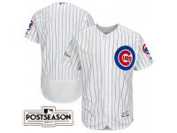 Men Chicago Cubs White 2017 Postseason Patch Flex Base Team Jersey