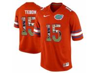Men Florida Gators #15 Tim Tebow Orange With Portrait Print College Football Jersey