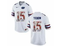 Men Florida Gators #15 Tim Tebow White With Portrait Print College Football Jersey