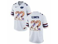 Men Florida Gators #22 E.Smith White With Portrait Print College Football Jersey