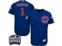 Men Majestic Chicago Cubs #1 Kosuke Fukudome Royal Blue 2016 World Series Bound Flexbase Authentic Collection MLB Jersey