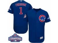 Men Majestic Chicago Cubs #1 Kosuke Fukudome Royal Blue 2016 World Series Champions Flexbase Authentic Collection MLB Jersey