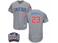Men Majestic Chicago Cubs #23 Ryne Sandberg Grey 2016 World Series Bound Flexbase Authentic Collection MLB Jersey