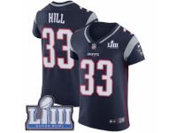 Men Nike New England Patriots #33 Jeremy Hill Navy Blue Team Color Vapor Untouchable Elite Player Super Bowl LIII Bound NFL Jersey