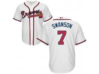 Men's Atlanta Braves #7 Dansby Swanson Home White Cool Base Jersey