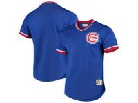 Men's Chicago Cubs Mitchell & Ness Royal Cooperstown Collection Mesh Primary Logo V-Neck Jersey