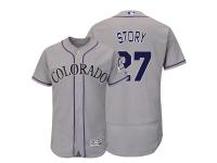 Men's Colorado Rockies #27 Trevor Story Majestic Gray Authentic Collection Flexbase Jersey