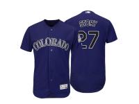 Men's Colorado Rockies #27 Trevor Story Majestic Purple Authentic Collection Flexbase Jersey