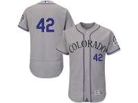 Men's Colorado Rockies Jackie Robinson Majestic Gray Authentic Collection Flexbase Jersey