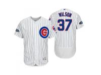 Men's Cubs 2018 Postseason White Justin Wilson Flex Base Home Jersey