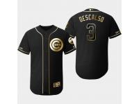 Men's Cubs 2019 Black Golden Edition Daniel Descalso Flex Base Stitched Jersey