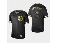 Men's Cubs 2019 Black Golden Edition Daniel Descalso V-Neck Stitched Jersey